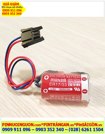 Maxell ER17/33 (Zắc đen Mitsu), Pin nuôi nguồn Maxell ER17/33 dòng Lithium Thionyl Chloride 3.6v 2/3A 1600mAh _Xuất xứ Nhật